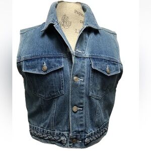 VINTAGE Y2K MOTO  1980's Rafaella DENIUM SLEEVELESS VEST JACKET  Pockets EUC LRG